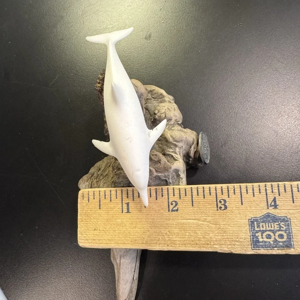 Vintage John Perry Dolphin on Burl‎ Wood Base Sculpture